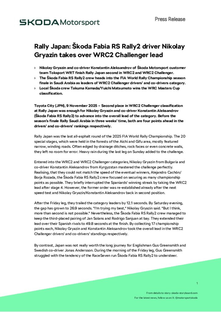 Rally-Japan-Skoda-Fabia-RS-Rally2-driver-Nikolay-Gryazin-takes-over-WRC2-Challenger-lead