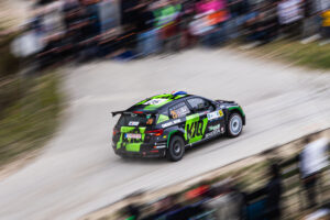 French crew Eric Camilli/Thibault De La Haye (Škoda Fabia RS Rally2 of Eurosol Racing Team Hungary) started into the event with the fastest WRC2 shakedown time but had to retire during the second leg.