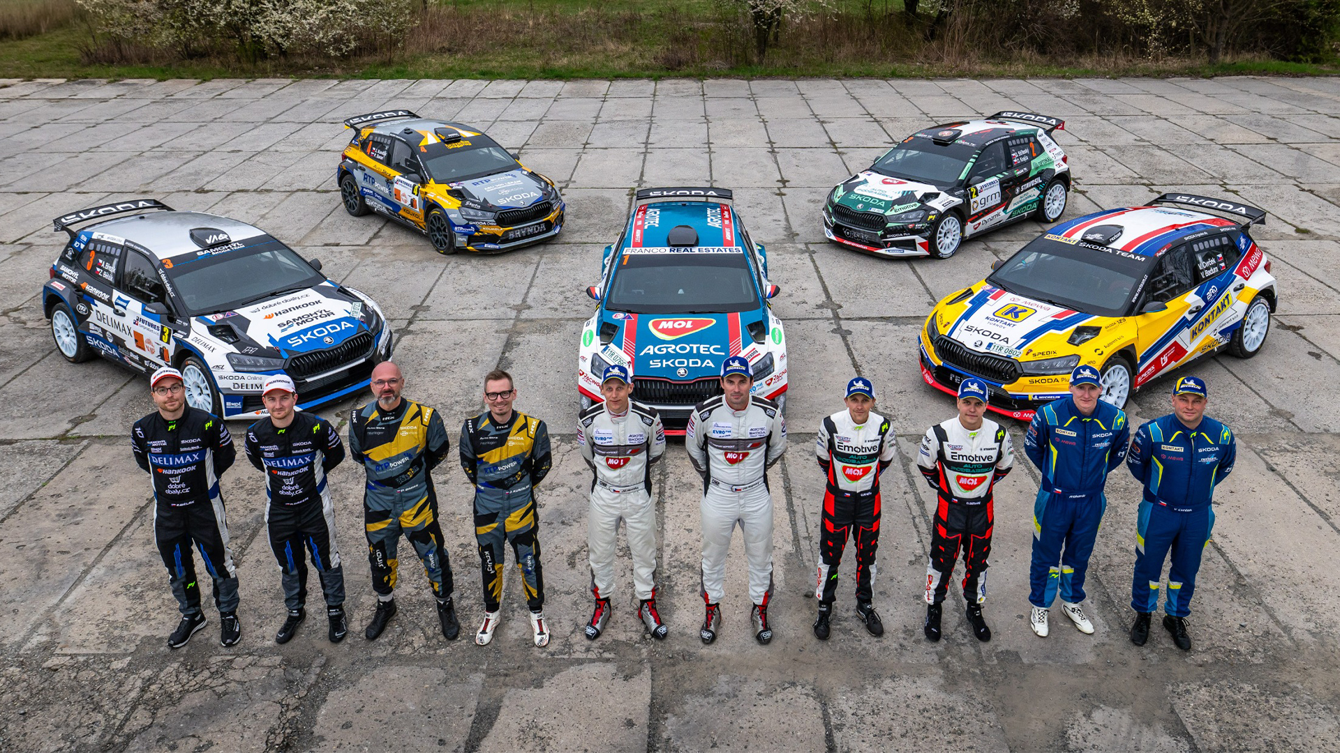 Mistrovství České republiky v rally 2026 se zúčastní pět dealerských týmů s vozy Škoda Fabia RS Rally2